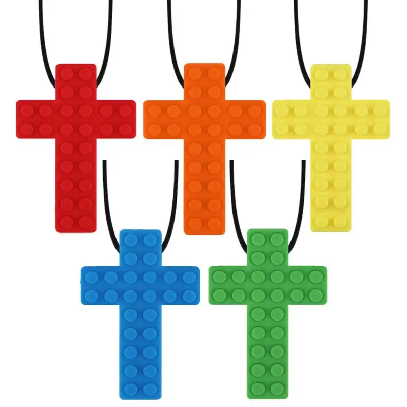 Sensory Chew Necklace Brick Kids Chewy Silicone Biting Teether Toy for Children with Autism | Мать и ребенок