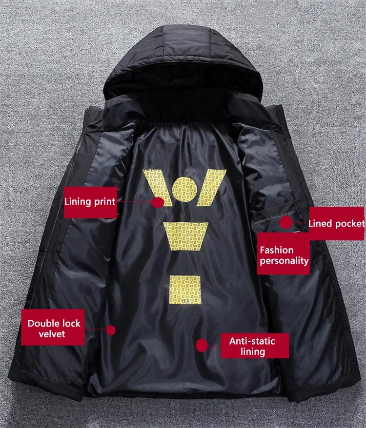 New Winter Jacket Men High Quality Fashion Casual Coat Hood Thick Warm Waterproof Down Jacket Male Winter Parkas Outerwear
