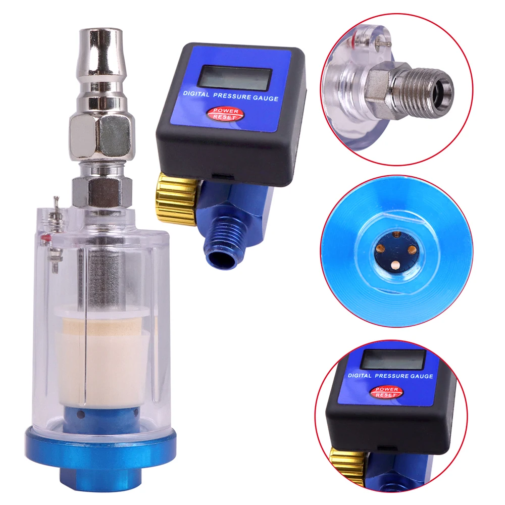 Airbrush Electronic Pressure Regulator LCD Digital Display  +1/4" Water Oil Separator Pneumatic Spray Gun Tool Accessories 3