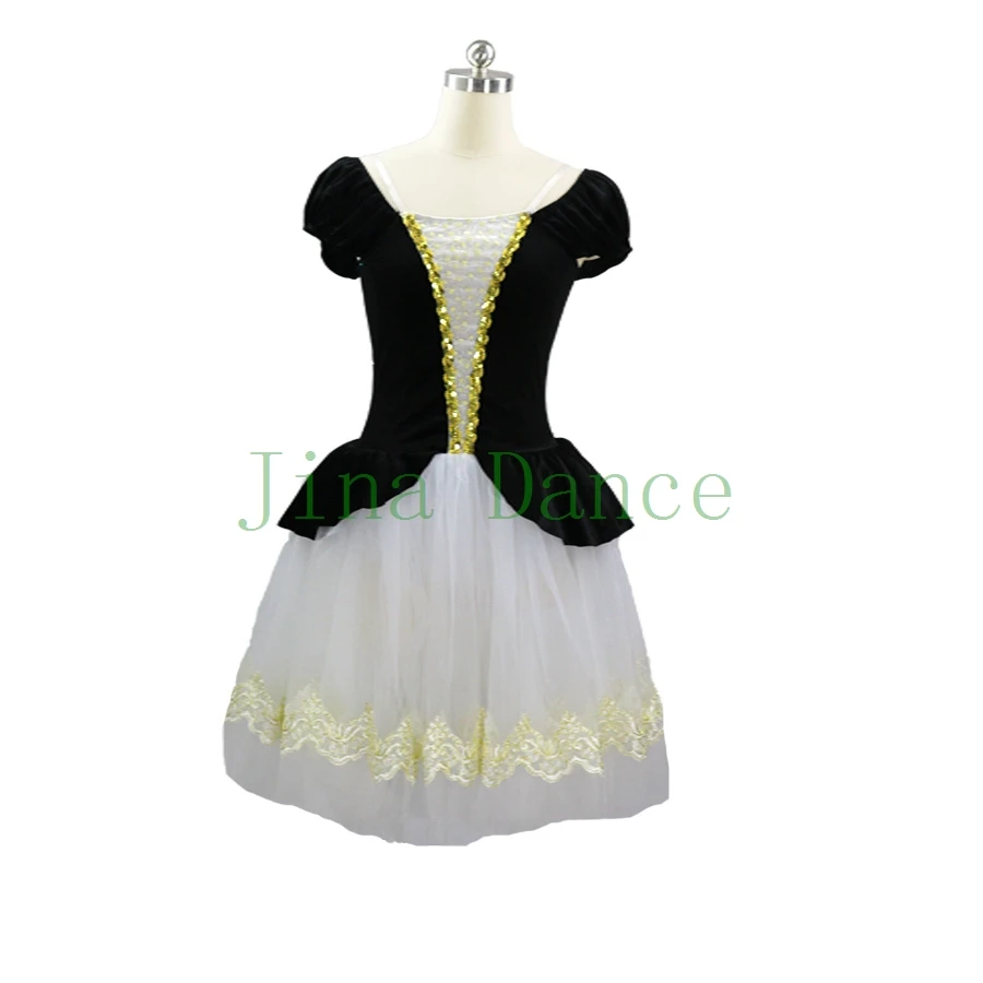 Coppelia Ballet Stage Dance Costume Tutu Dress Child Performance Giselle Black Ballet Dress Girl
