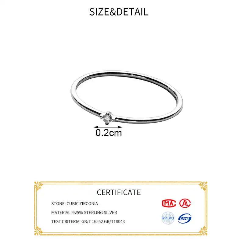 Real 925 Sterling Silver Zircon Geometric Ring For Fashion Women Party Cute Fine Jewelry Minimalist Accessories Gift SOFTPIG silver ring,silver rings