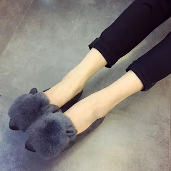 

Shoes Woman Flats Slip-on Loafers Fur Casual Female Sneakers Pointed Toe Women Autumn Dress New Winter Slip On Leopard Fall