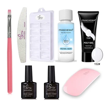 

Poly Gel Set Nails Acryl Builder Gel Kit Nail Polygel Kits Quick Building Primer Top Coat Extension Gel UV Lacquer Brush Tips