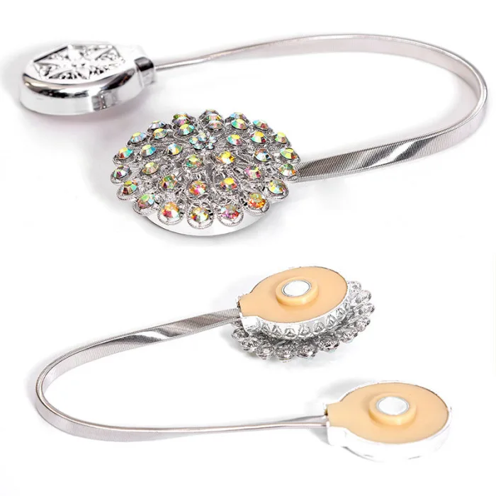 Crystal Curtain Strap Buckle Free Punch Hook Wall Magnet Strap Hook Home Decor AC889