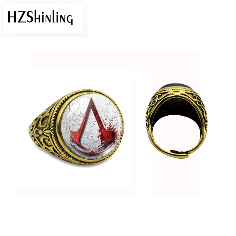 2 HZSHINLING, Новое поступление, антикварные кольца для мужчин, крутая игра, герои, стекло, винтажный стеклянный купол, ручная работа, ювелирные изделия - Цвет основного камня: 2