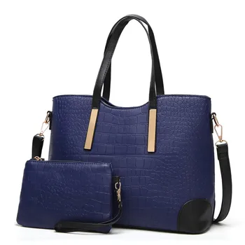 

ICEV new casual embossed solid zipper large capacity tote bags for women's leather handbags famous brand alligator shoulder bag