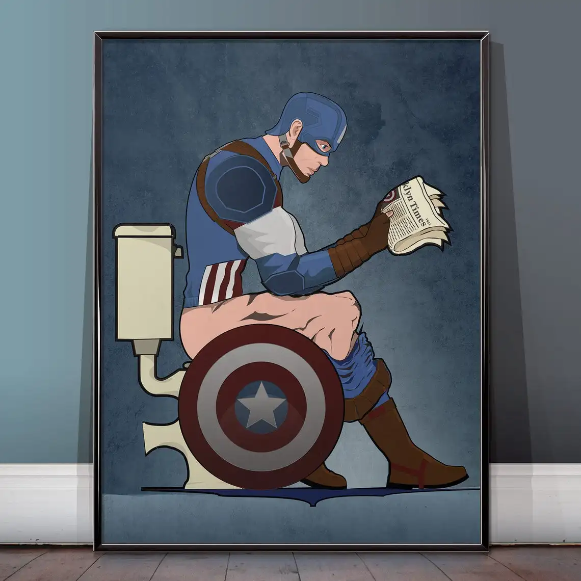 Funny Superhero Spiderman and Captain America Bathroom Restroom Wall ...
