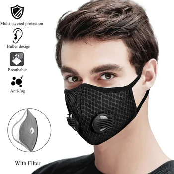 

Earloop Dust-proof Mask Anti-fog Mouth Mask Face Mouth Respirator Filter Outdoor Mouth Cover With Double Breathing Valves stock