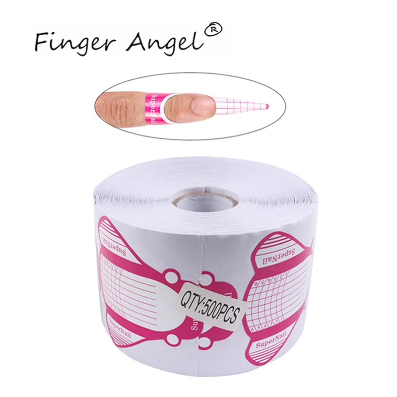 

Finger Angel 100/500pcs Pink Bee Shape Nail Art Tips Extension Forms Nail Guide Stickers Tape For UV Gel Manicure Tool #FJH14