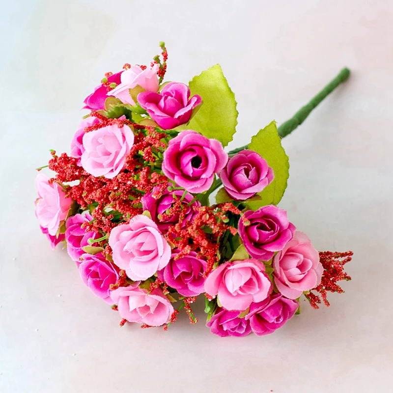 

1 Bunch ARTIFICIAL SILK SMALL FLOWERS ROSE BUNCH Wedding/Home/Outdoor Decoration