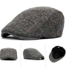 Осенне-зимняя мужская шапка, береты, британский западный стиль, шерсть, усовершенствованная плоская кепка, классический винтажный полосатый берет, Кепка