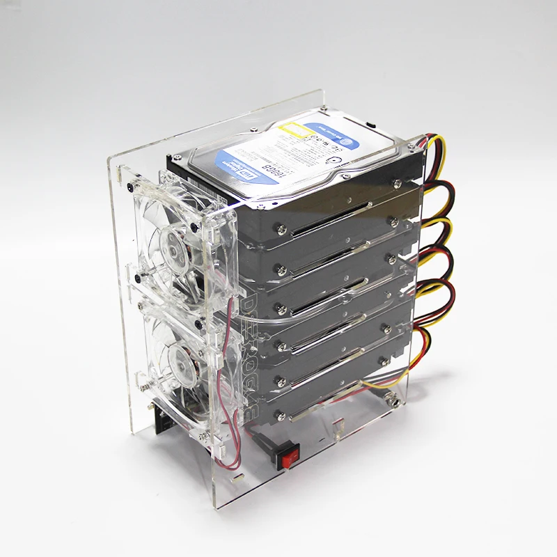 Suporte de Expansão de Disco Rígido Faça Você Mesmo Hdd 3.5 Nas 10 Discos Cremalheiras Externas Suporte Fonte Alimentação Mineração Transparente Acrílico Rack - Imagem 4