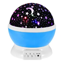 Novelty LED Rotating Star Projector Lighting Moon Starry Sky Children Baby Night Sleep Light Battery Emergency Projection Lamp