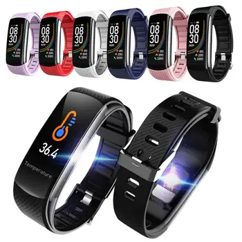 

C6T Thermometer Smart Bracelet Heart Rate Blood Pressure Sleep Monitoring Bluetooth Exercise Step IP67 Waterproof Smart Bracelet