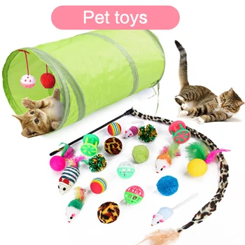 

21 Piece Set Cat toy fake mouse pet cat toy Mini funny cat toy, Mini Mouse toy with colorful feather and plush Set toys