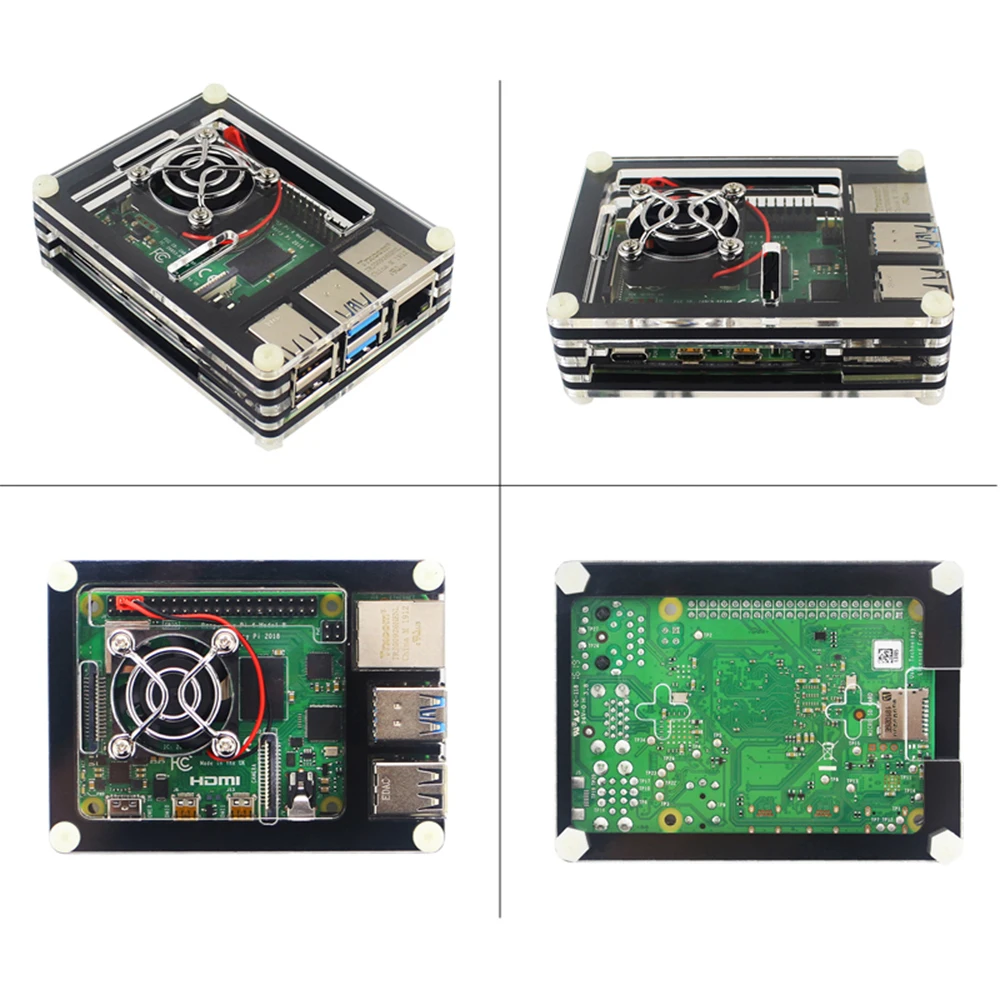 Чехол для S ROBOT Raspberry Pi 4 Model B прозрачная коробка охлаждающий вентилятор чехол RPI100