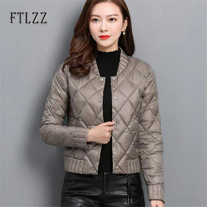 

Female plus size duck down jacket autumn winter new causal Single breasted ultra light parka mujer women outwear short coats