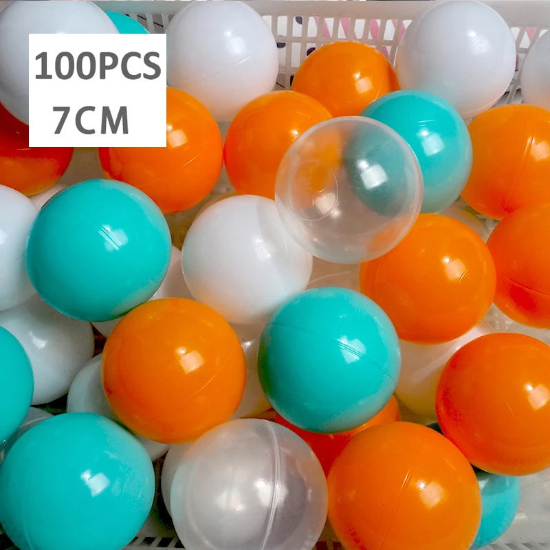 100 шт экологически чистые шарики, красочные мячи, мягкие пластиковые шарики для океана, забавные игрушки для купания для маленьких детей, водный бассейн, океанские волнистые шарики диаметром 7 см - Цвет: WJ3709G
