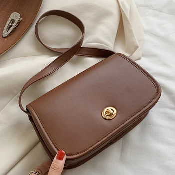 

Retro Women Bag 2020 Autumn Ladies Small Shoulder Bag Solid Simple Bag Hand PU Leather Baguette Handbag Brand Designer