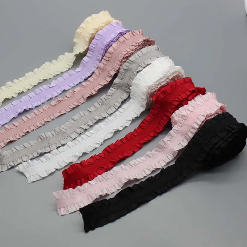25mm stretch rickrack braid lace ruffling elastic ribbon DIY skirt edge shoe hair garment accessories 100yards | Дом и сад