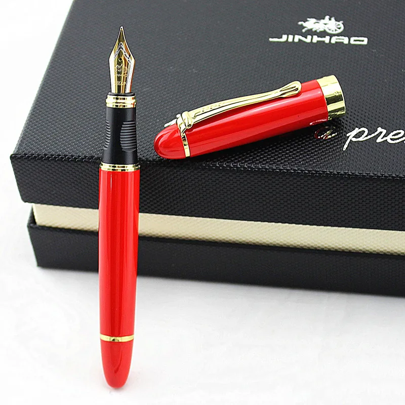 Jinhao X450 класса люкс пищущая перьевая ручка Мрамор узор золотой отделкой F перо (кораллово-красный) + чернила коллокации металлическая