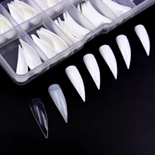 500 полипропиленовый пакет маникюрный салон с острым носком длинный ноготь наконечник DIY поддельный Набор наклеек на ногти искусство ногтей наконечник