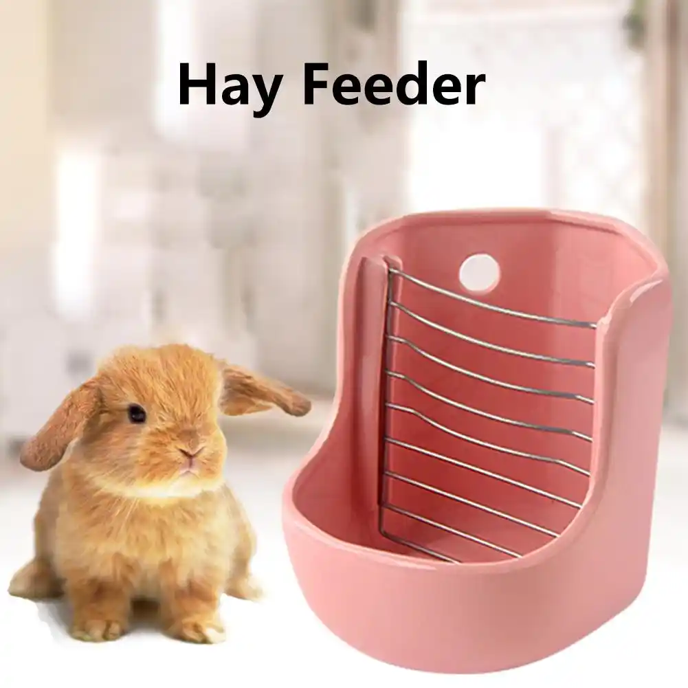 Small Pet Hay Feeder Ceramic Dual Use Rabbit Food Bowl Can Be