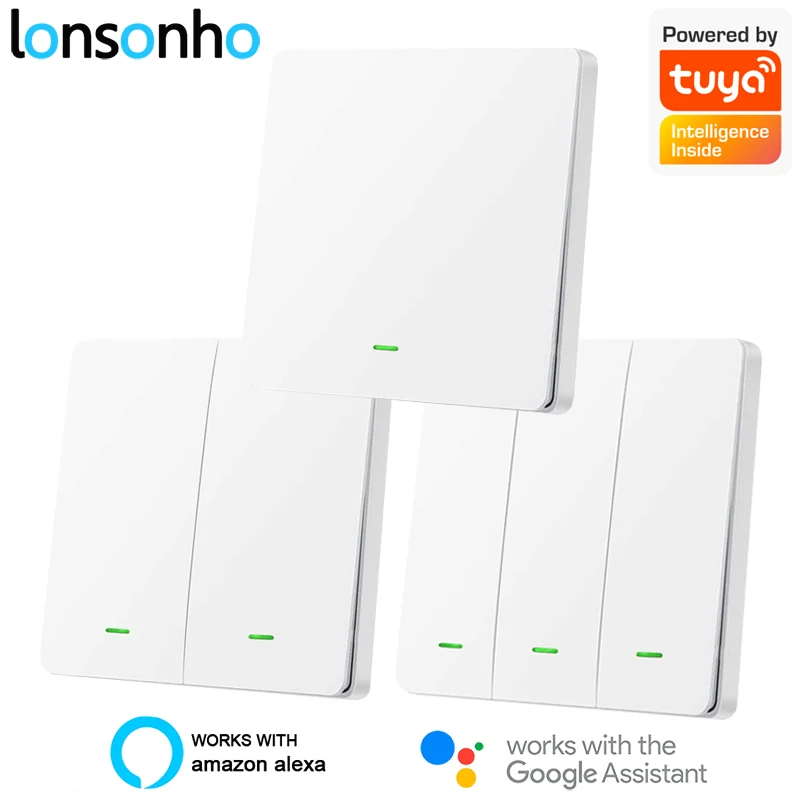 Google Home 4, 1 Gang iOS Android App Interrupteur /à bouton-poussoir avec Wi-Fi compatible avec Alexa IFTTT