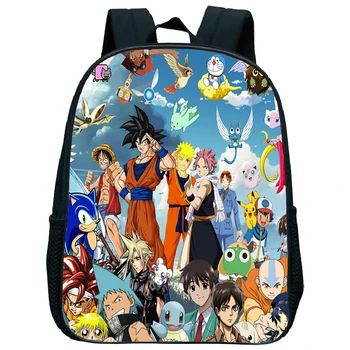 

12inch Anime Backpack Kids ONE PIECE NARUTO Dragon Ball My Hero Academia Kindergarten Schoolbag Child Cartoon Primary Knapsack