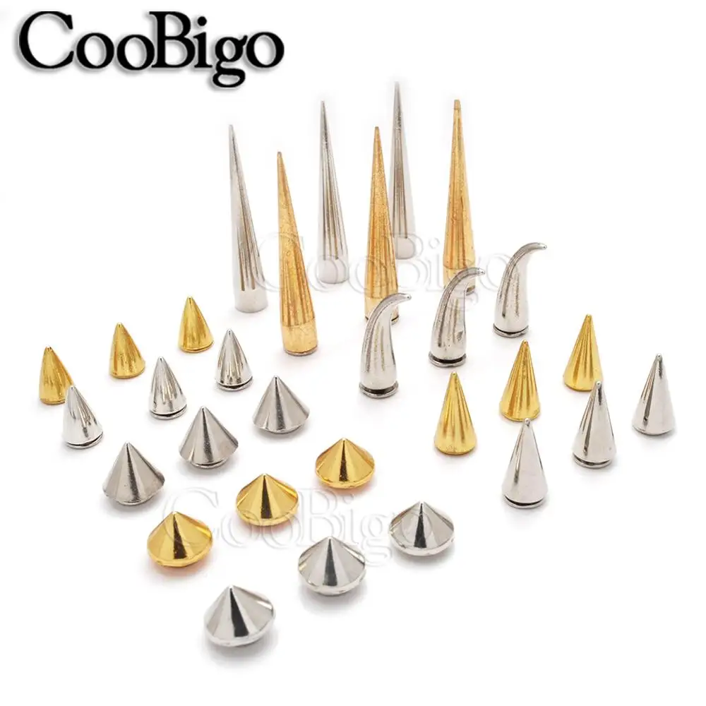 

50sets Metal Cone Studs And Spikes DIY Craft Cool Punk Garment Rivets For Clothes Bag Shoes Leather DIY Handcraft Parts