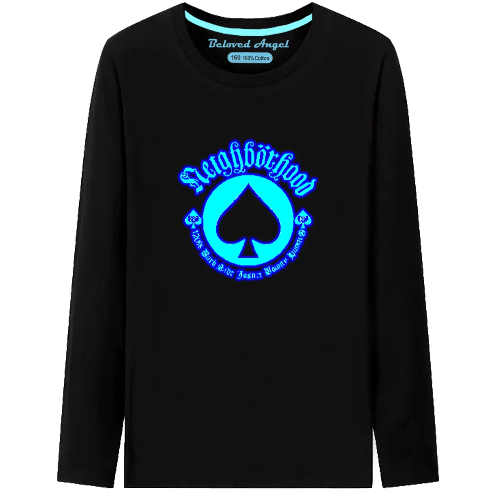 Boys T Shirt Kids 3D Print Luminous Cartoon Cotton Black T-Shirt Girls Teen Costume Children Clothes Tops Long Sleeve Tshirt children t shirt