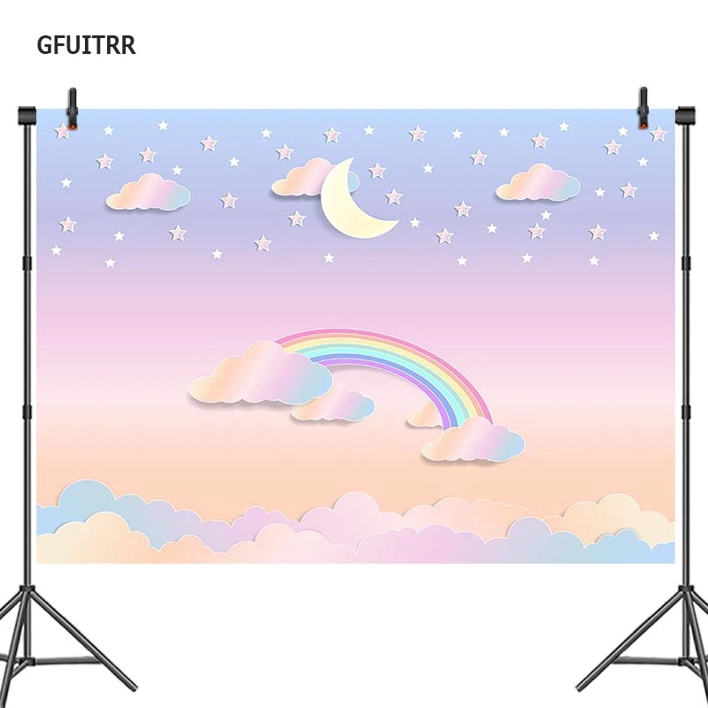 Gfuitrr Rainbow Photo Backdrop Pastel Pink Sky Girls Birthday Baby Shower Photography Background Vinyl Photo Booth Props Background Aliexpress