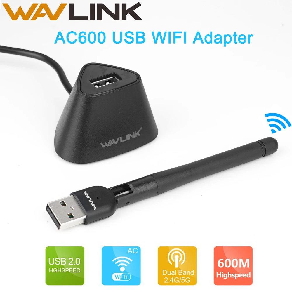 Wavlink беспроводной AC600 wifi USB адаптер 5 ГГц 600 Мбит/с wifi Dongle антенны Ethernet Сетевая карта беспроводной wifi приемник большого радиуса действия