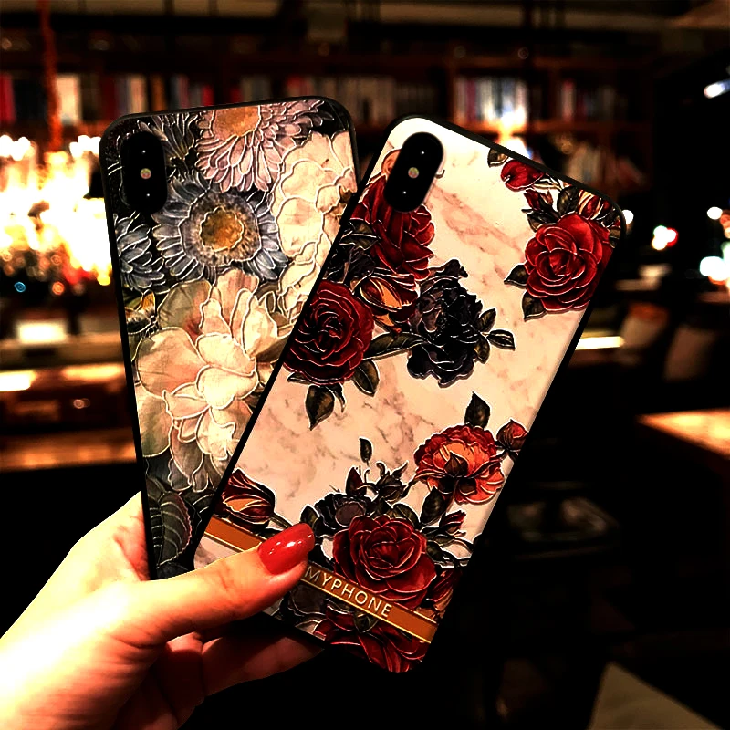 

for iPhone 6 plus 6s plus X 7 plus 8 plus XR XS Max 11 pro Max silicone frosted 3D Embossed carvings Painted phone case