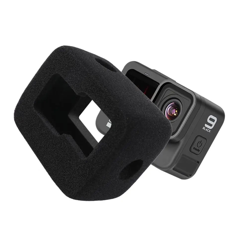 Pack de plusieurs caches anti-vent en mousse pour GoPro Hero 12 11 10 9, réduction du bruit du vent, sur fond blanc.