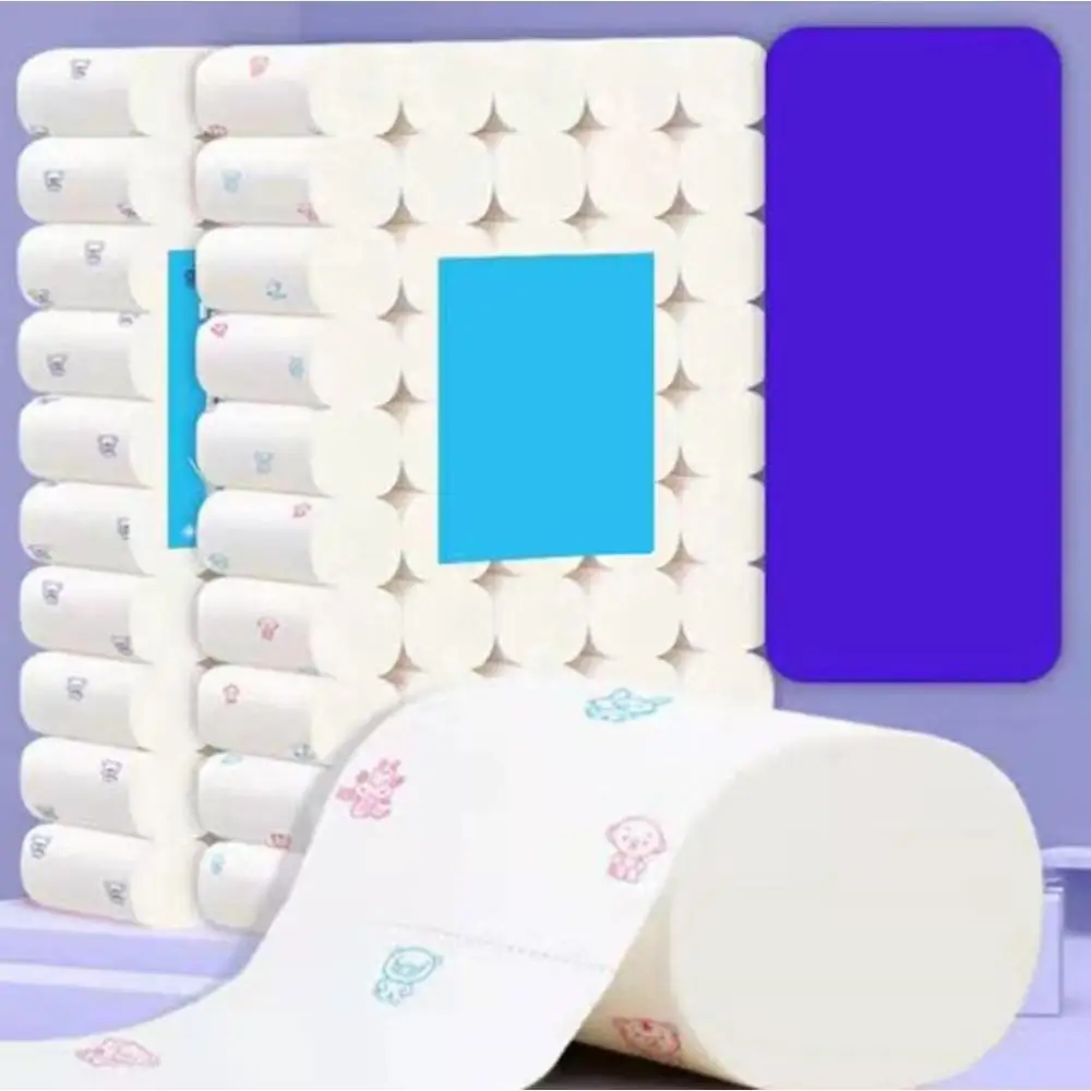

50 Rolls Toilet Roll Paper White Toilet Soft Toilet Tissue Cleaning Replacement Roll Paper Home Supplies New Arrival