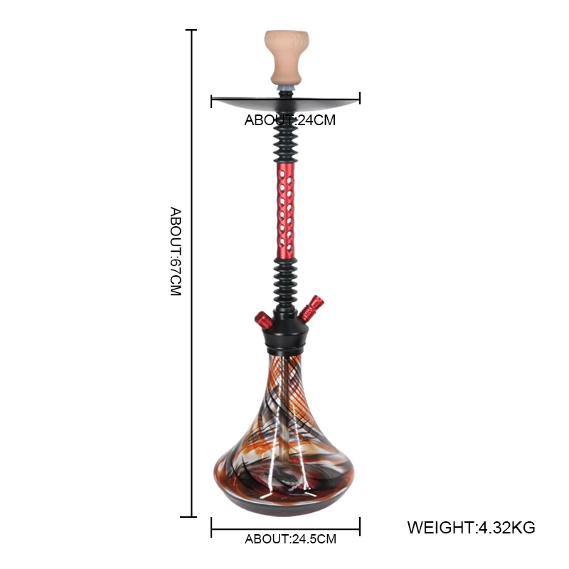 SY большой кальян красный дизайн стеклянный кальян наргиле полный набор Бисероплетение форма полюс курительная Водопровод набор