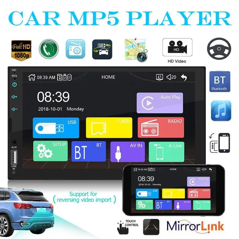 

X2 Car Stereo Apple Carplay 7 inch Touch Screen MP5 Player Radio Bluetooth Android AUX USB FM Radio In Dash Head Unit