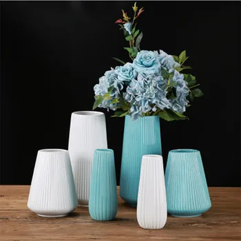 

2020 Mediterranean ceramic vases Nordic modern minimalist white powder gray blue ornaments flower arrangement home scrub