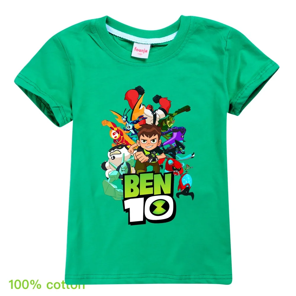 Ben10/Одежда для маленьких мальчиков с круглым вырезом и рисунком; модные хлопковые топы для девочек; новогодние майки унисекс в европейском и американском стиле; Новинка