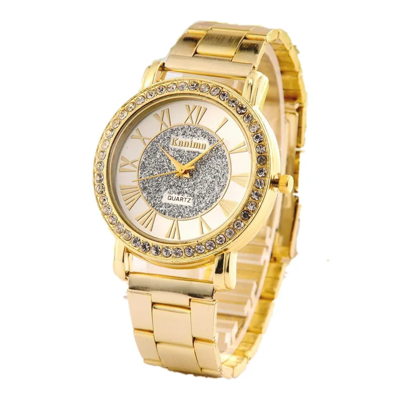 

Wish Foreign Trade Hot Selling Gold Dull Polish MEN'S Watch Roman Numerals Business Men Steel Watch Manufacturers Direct Selling