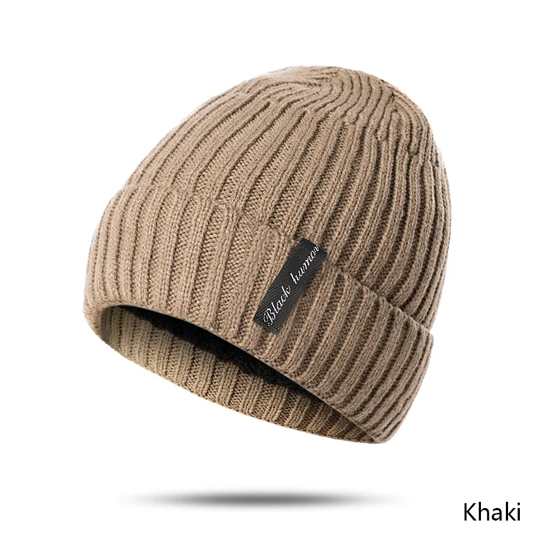 Толстые и теплые Skullies зимние шапки бини для мужчин модные вязаные хлопковые шапки Осенняя меховая шапка мягкие вязаные шапочки