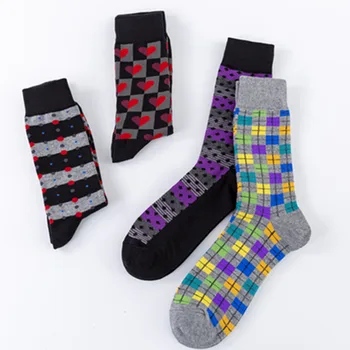

Breathable Cotton Men's Socks Heart Printed Socks For Men Women Casual Geometric Male Happy Socks Calcetines Hombre