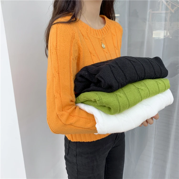 Colorfaith, новинка, Осень-зима, женские свитера, минималистичные топы, модные, корейский стиль, вязанные, повседневные, одноцветные, SW1812