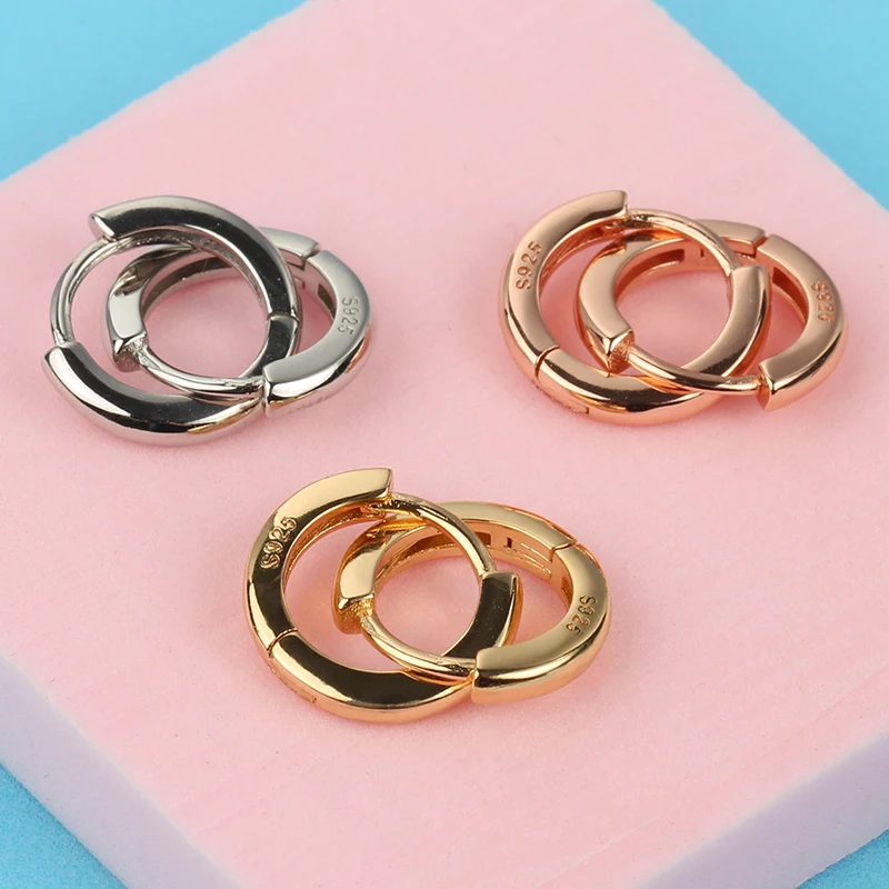 Summer New 925 Sterling Silver Hoop Earrings Original For Women Luxury Fashion Jewelry Party Rose Gold Huggie Earring 2021 Trend