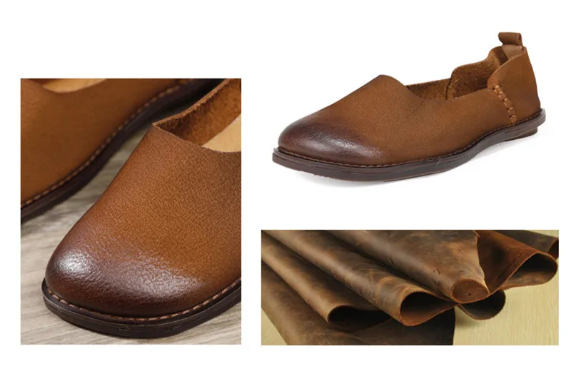 Vintage 2020 New Flat Loafes Shoes Women Genuine Leather Retro Matte Cow Leather Casual Soft Bottom Flats Mother Shoes Handmade (12)