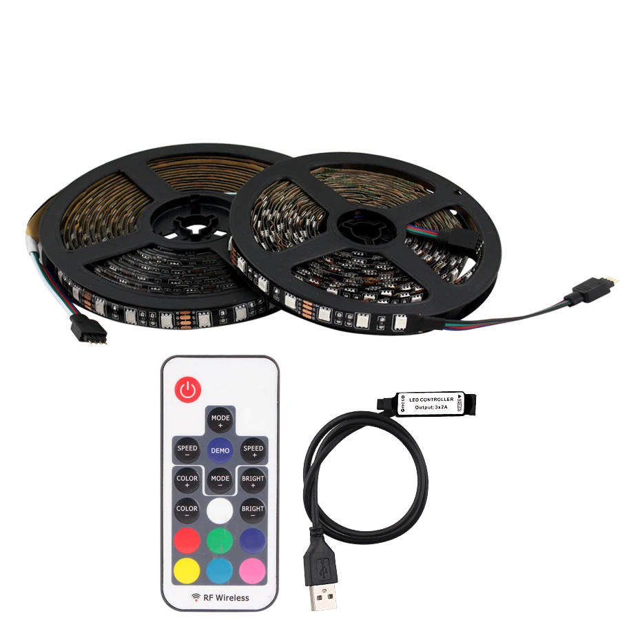 

DC USB 5V LED Strip Light RGB PC 5050 60Leds/m USB Strip 5V Led Light Waterproof Tape Diode Lamp TV Backlight With 17Key Control