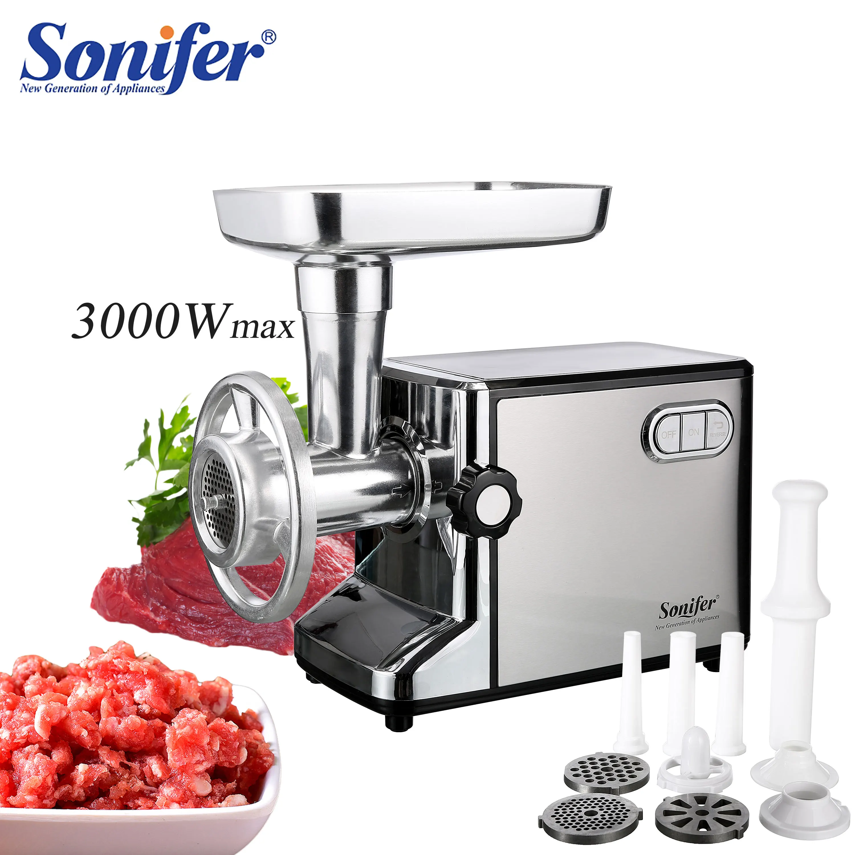 Мощная Электрическая Мясорубка Sonifer 3000 Вт из нержавеющей стали|Мясорубки