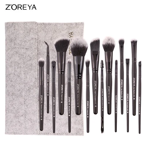 Günstige ZOREYA 15Pcs Make Up Pinsel Set Lidschatten Foundation Pulver Eyeliner Wimpern Lippen Make Up Pinsel Kosmetische Schönheit Werkzeug Kit heißer