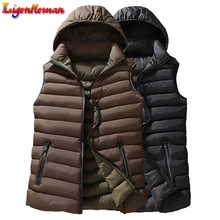 Новая мужская зимняя куртка без рукавов мужская пуховая жилетка теплая Толстая куртка с капюшоном Homme жилет 8XL мужской жилет с хлопковой подкладкой для работы